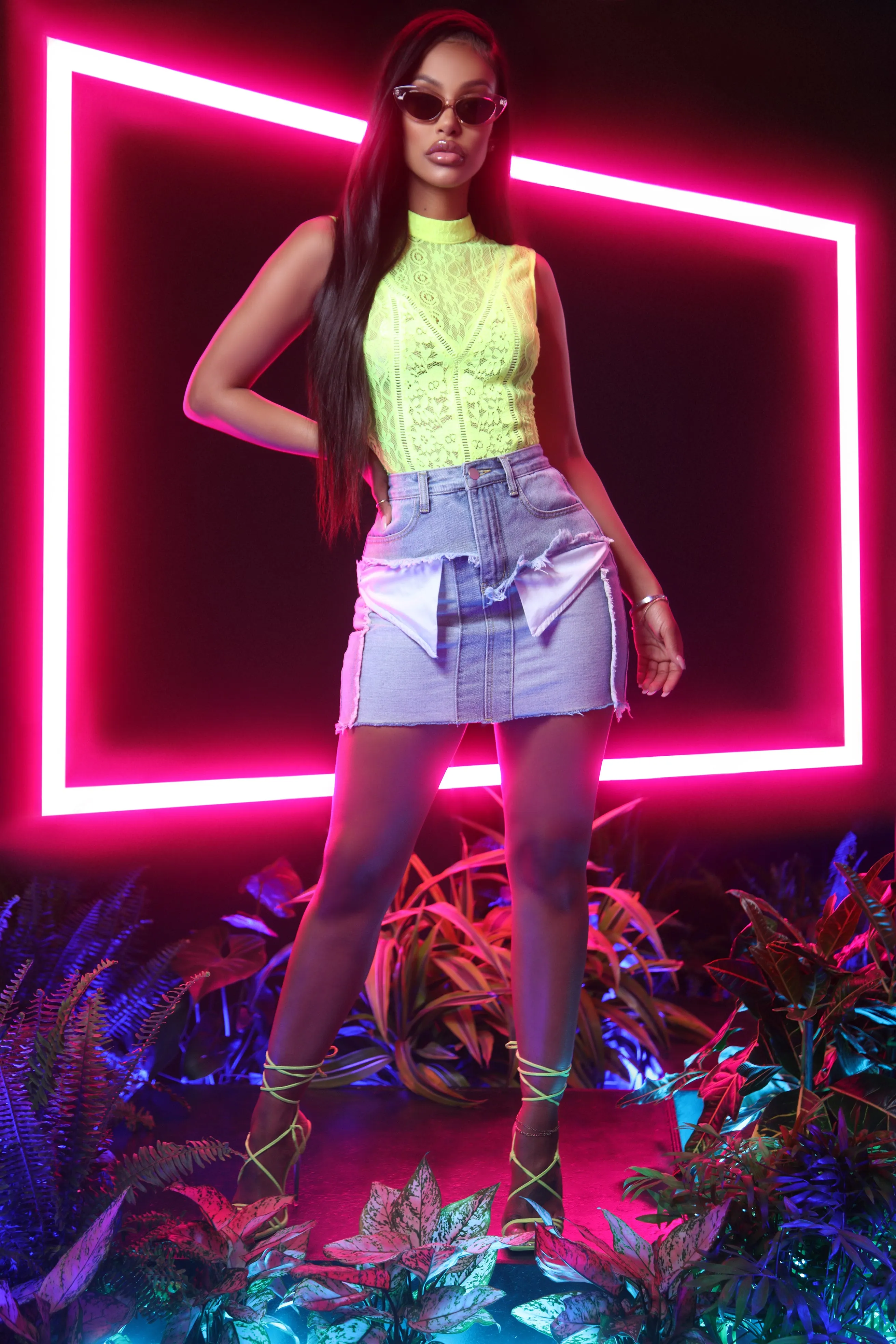 Bite The Bait Bodysuit - Neon Yellow
