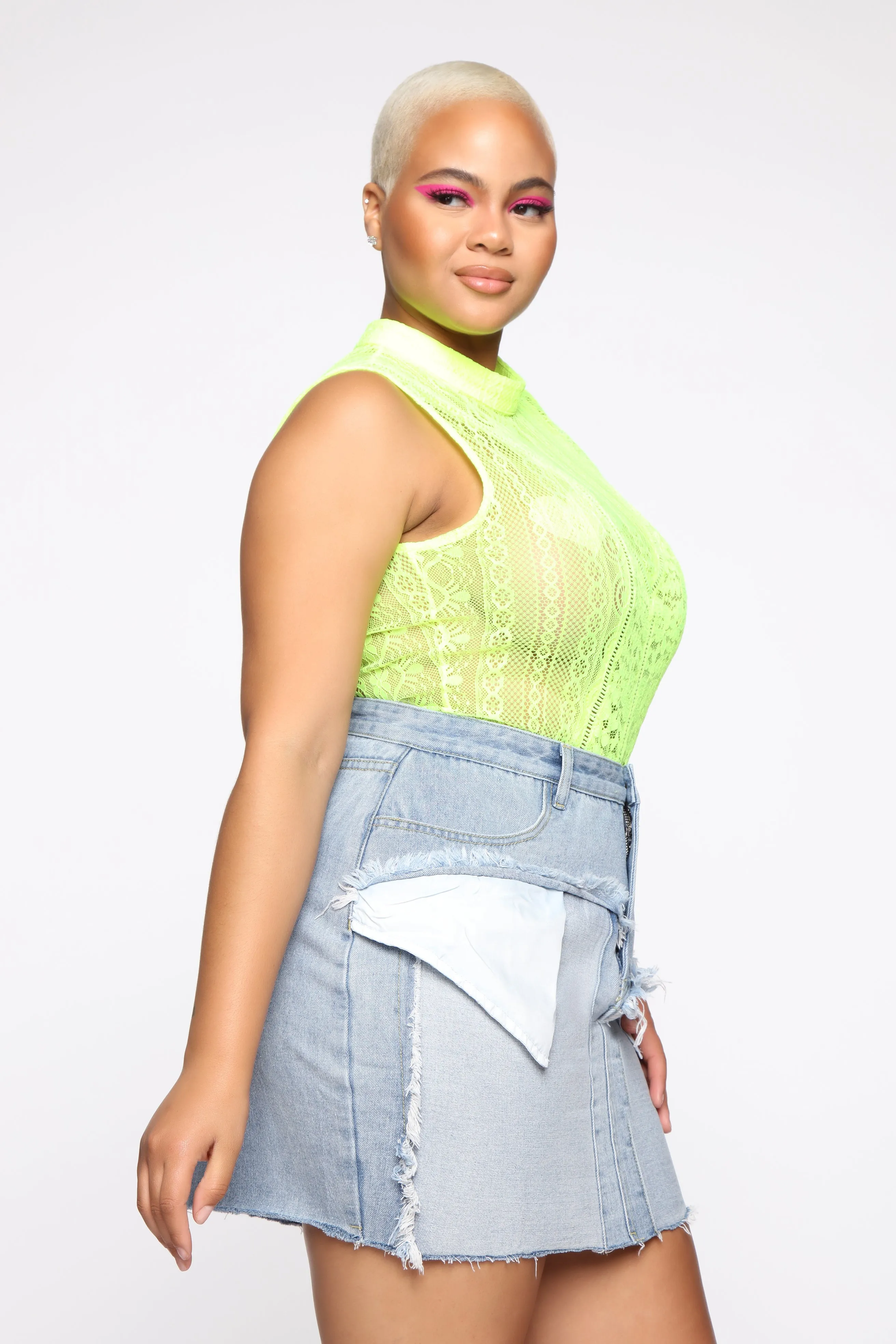 Bite The Bait Bodysuit - Neon Yellow