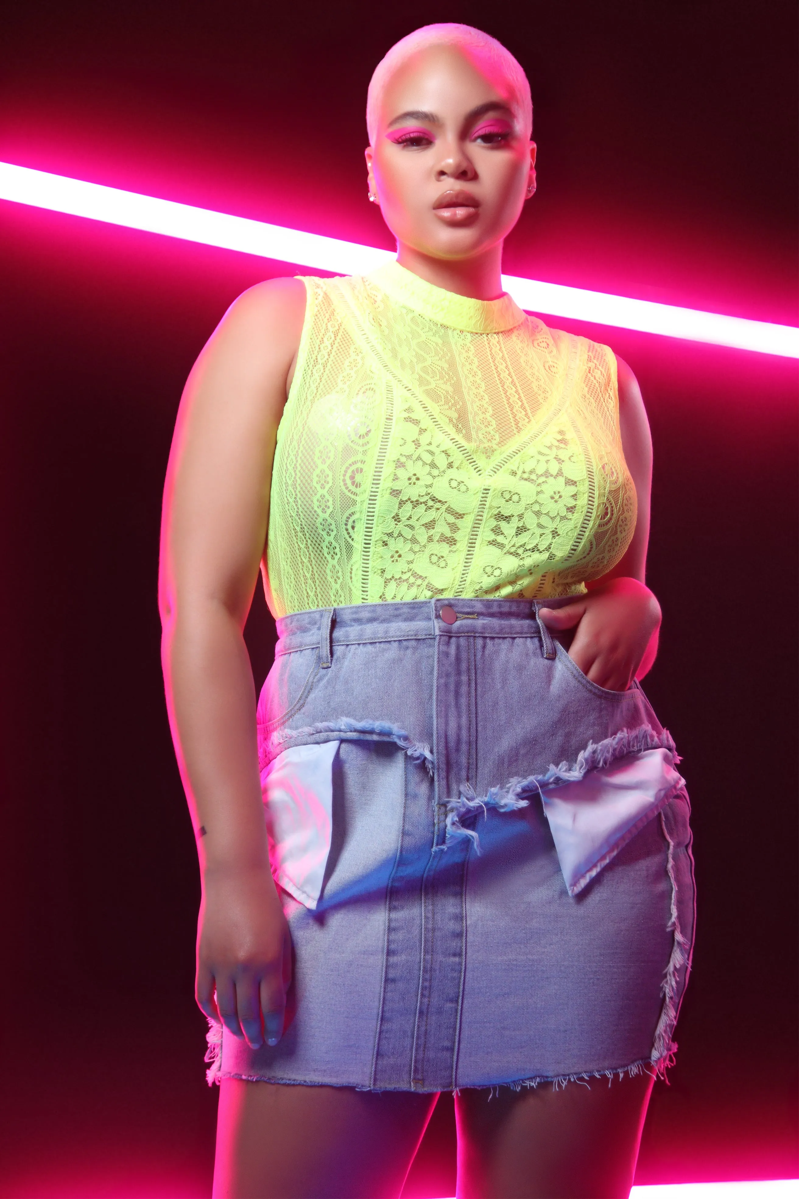 Bite The Bait Bodysuit - Neon Yellow