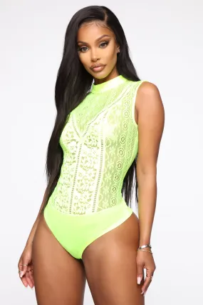 Bite The Bait Bodysuit - Neon Yellow