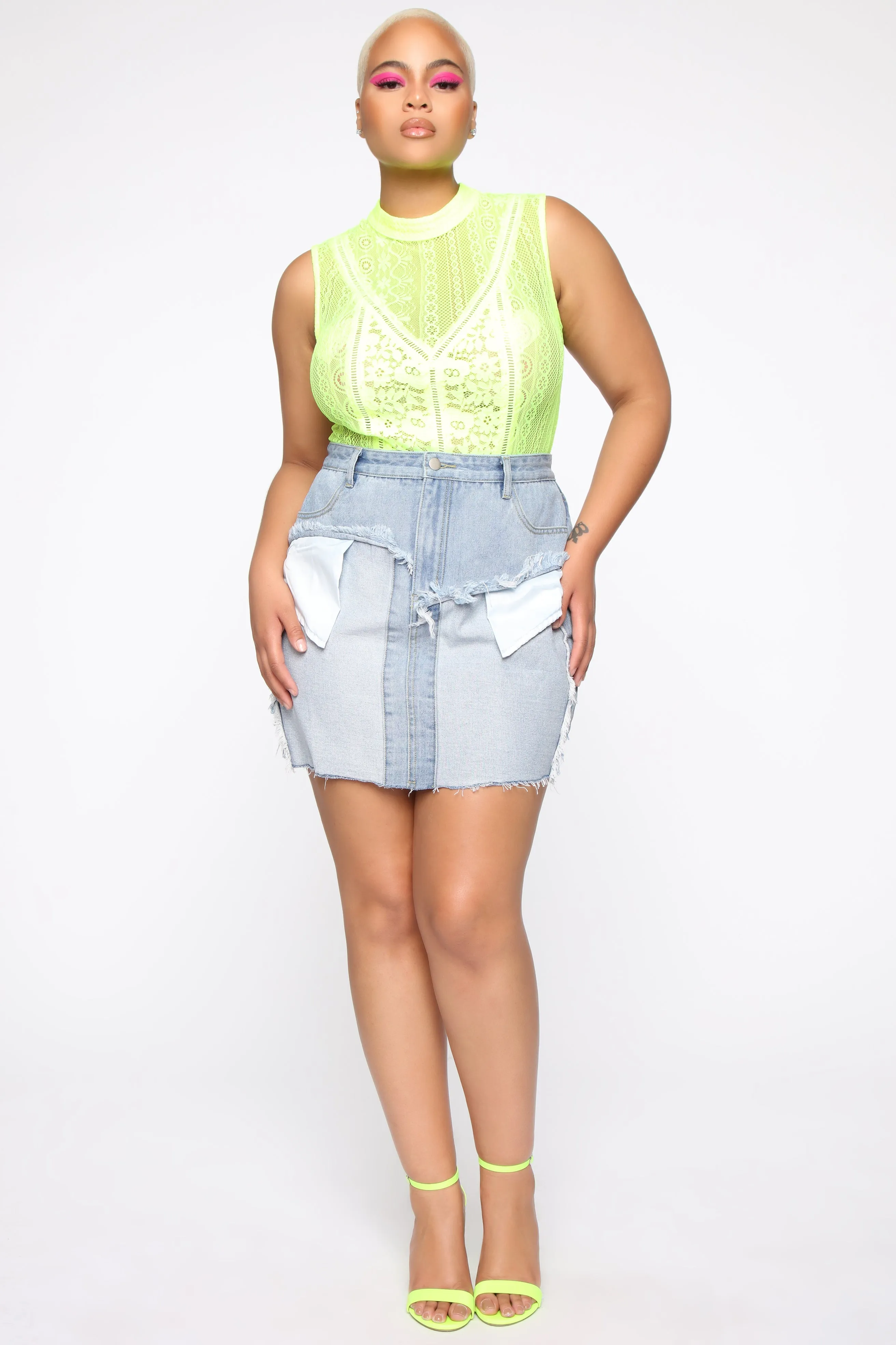 Bite The Bait Bodysuit - Neon Yellow