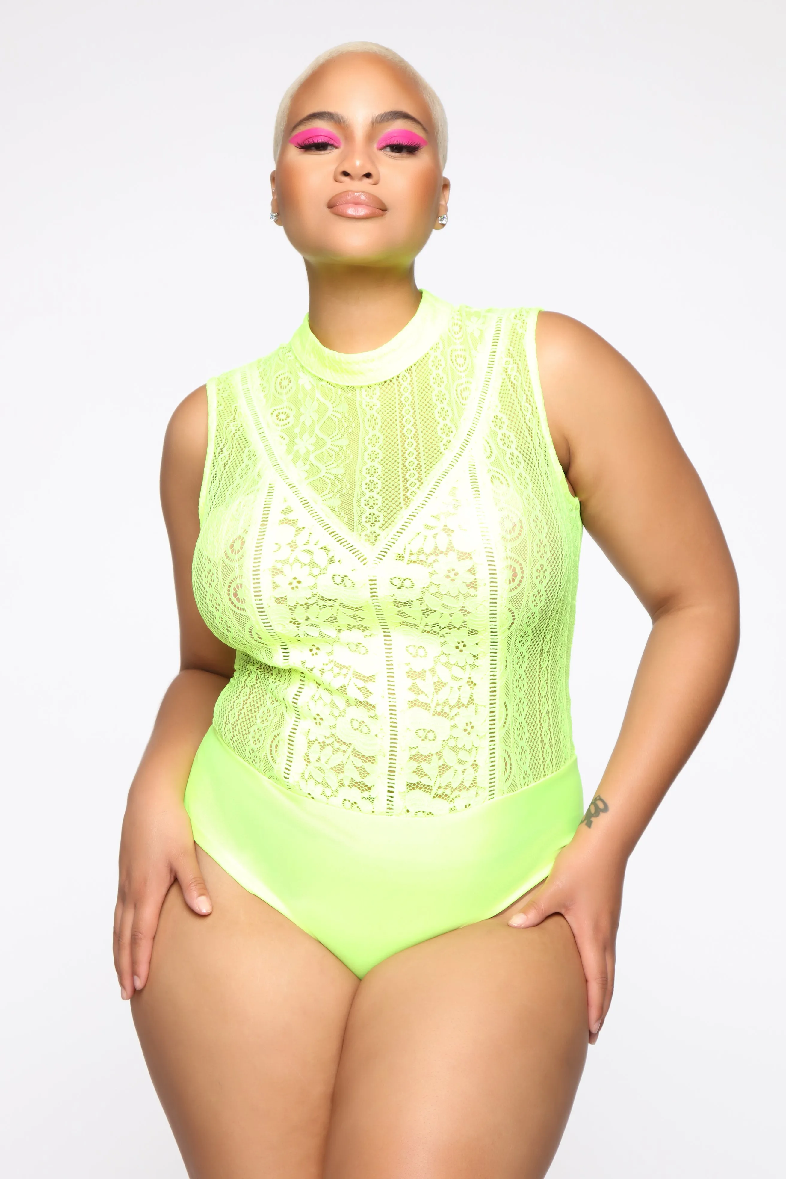 Bite The Bait Bodysuit - Neon Yellow