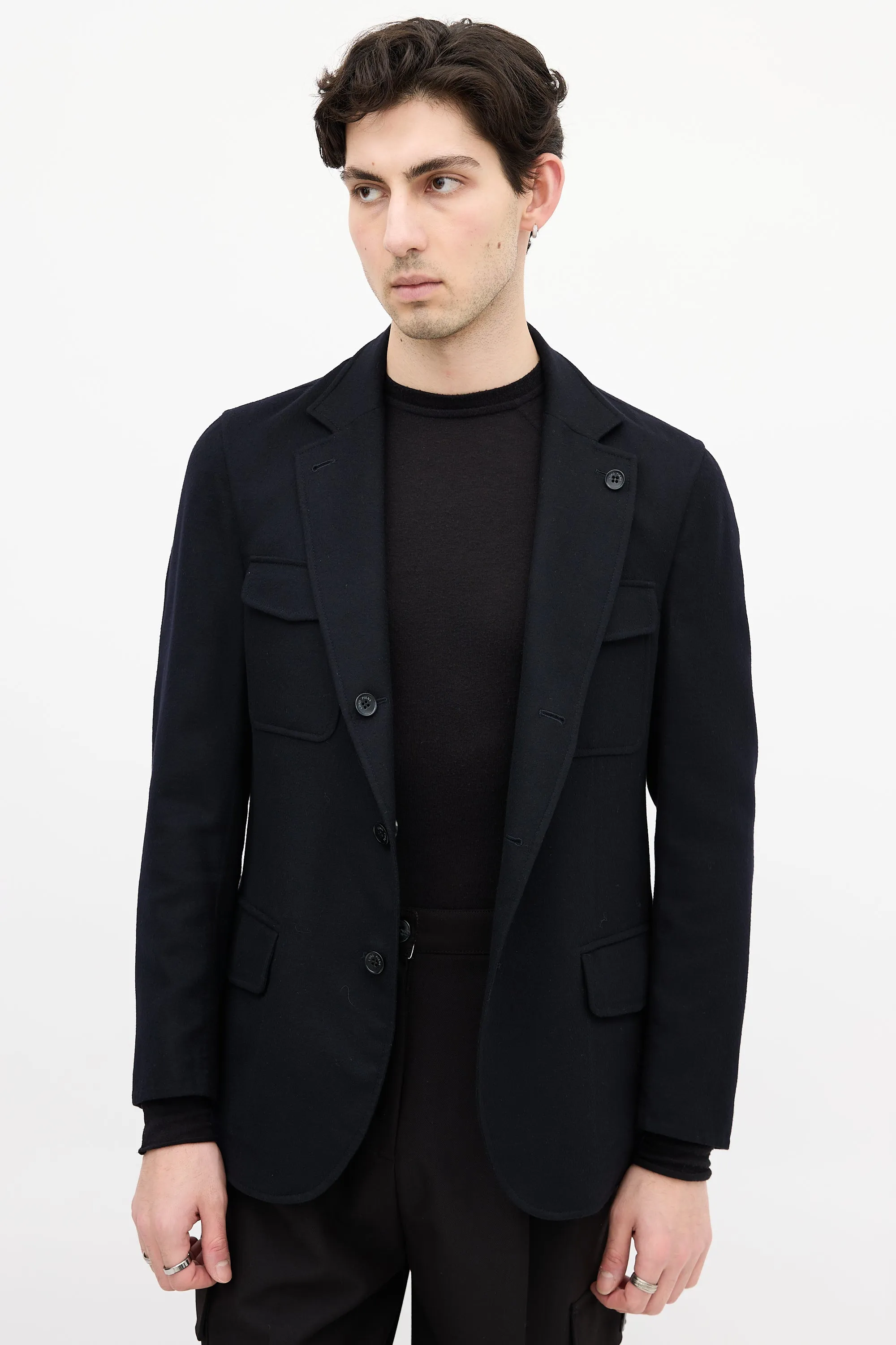 Black Cashmere Reversible Blazer