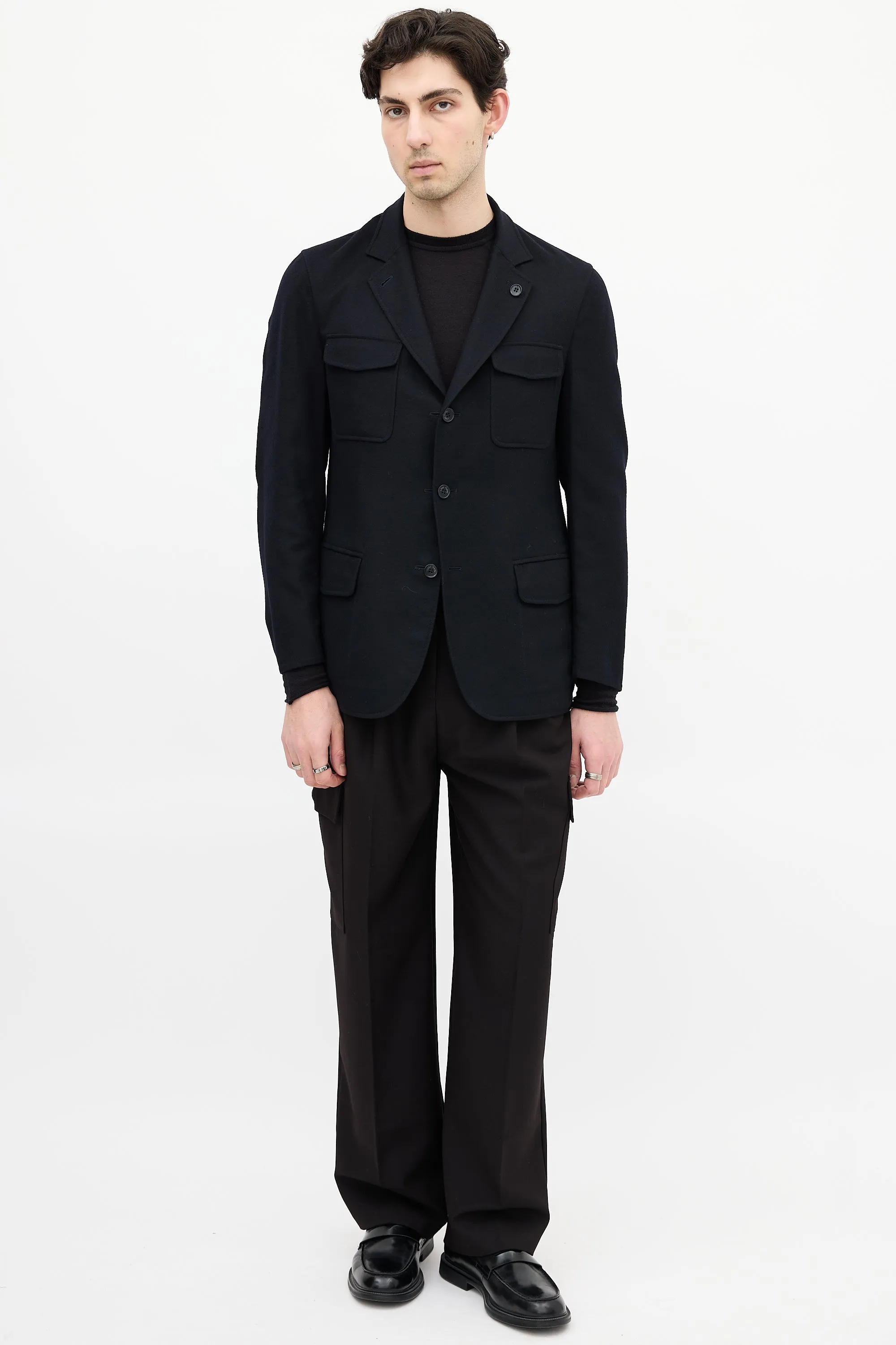 Black Cashmere Reversible Blazer