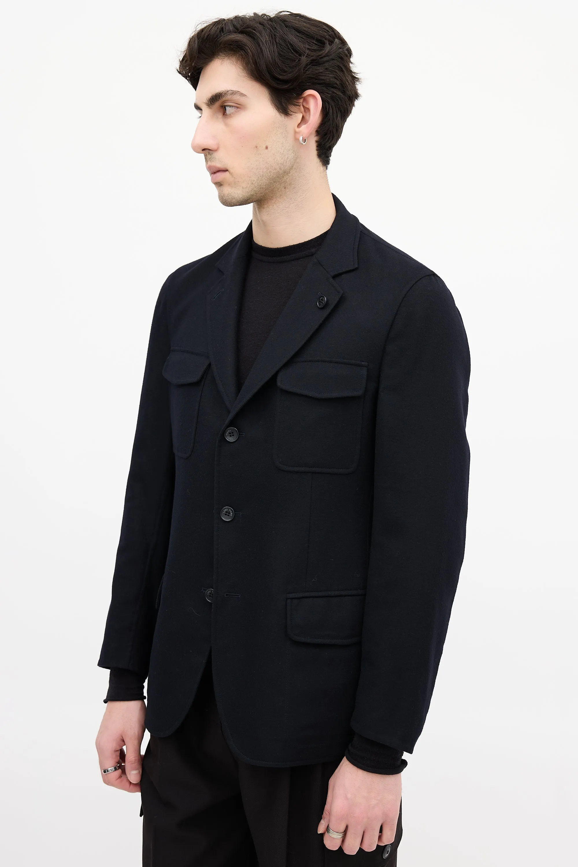Black Cashmere Reversible Blazer