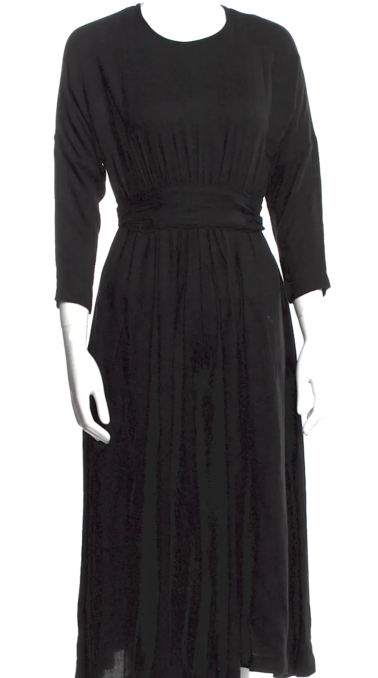 Black Crane. Black Rayon/Wool Jumpsuit