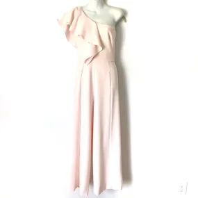Black Halo Blush Pink One Shoulder Ruffle Jumpsuit- Size 2 (see notes)