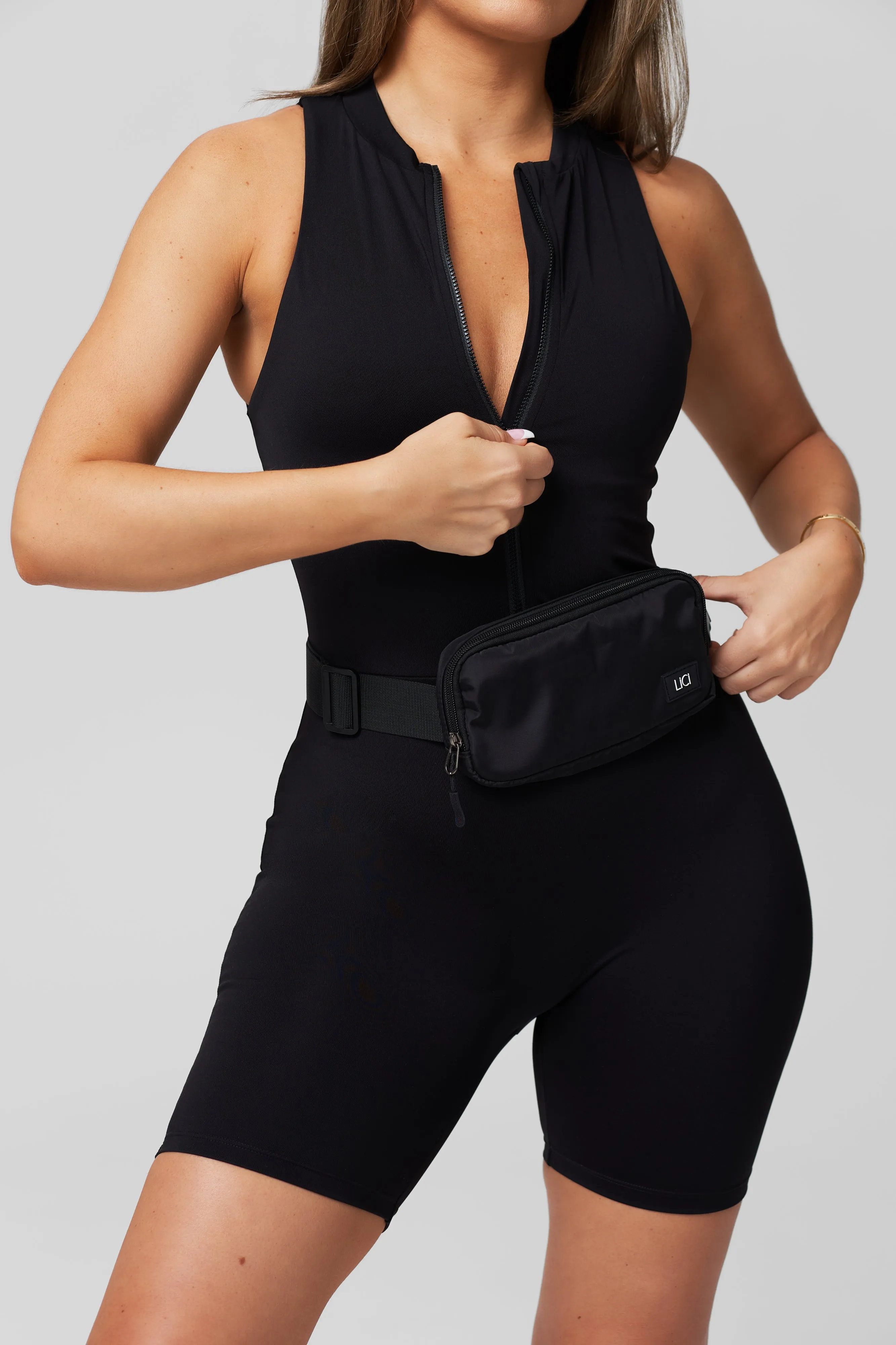 Black Zipper Biker Jumpsuit