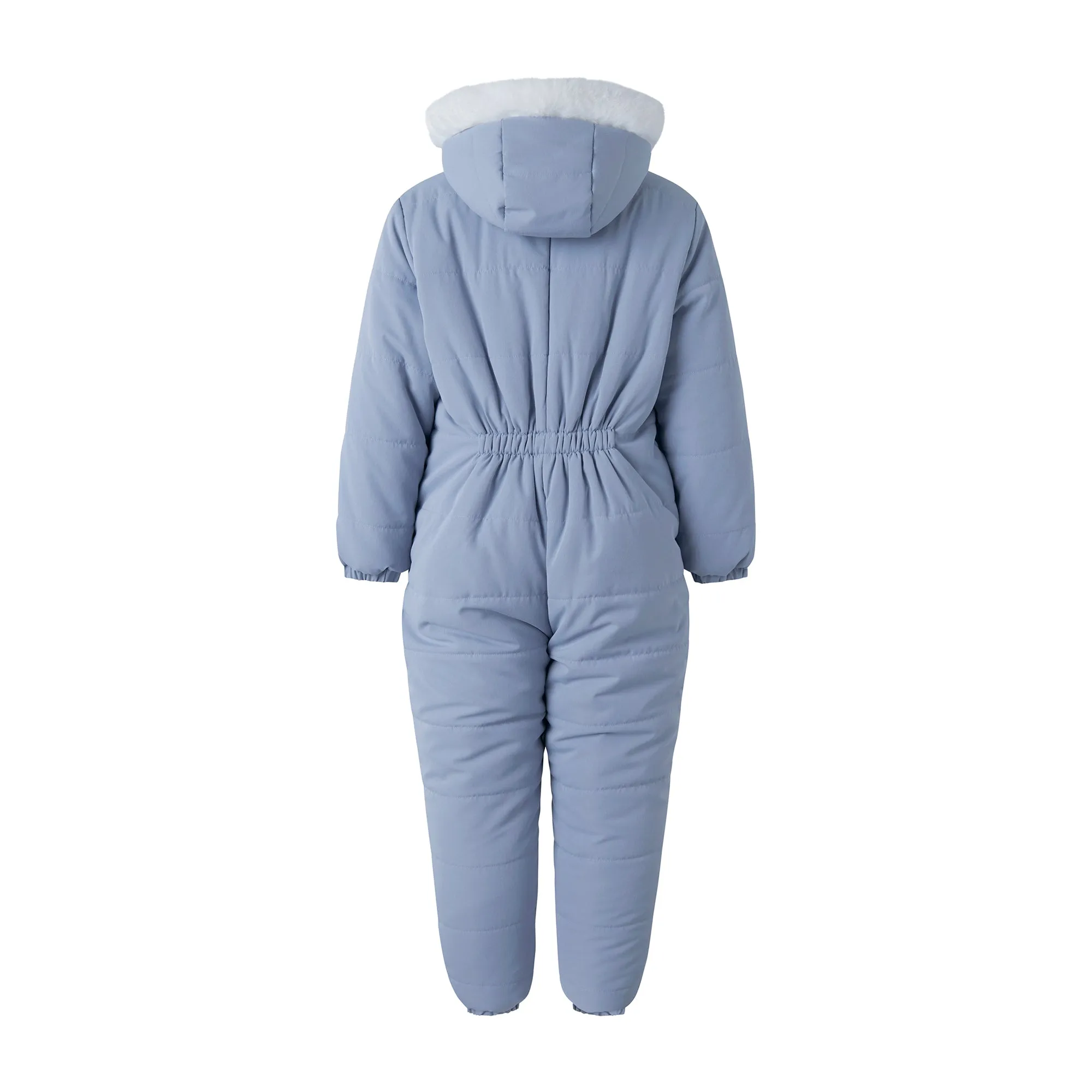 Blue Footless Faux Fur Trim Snowsuit