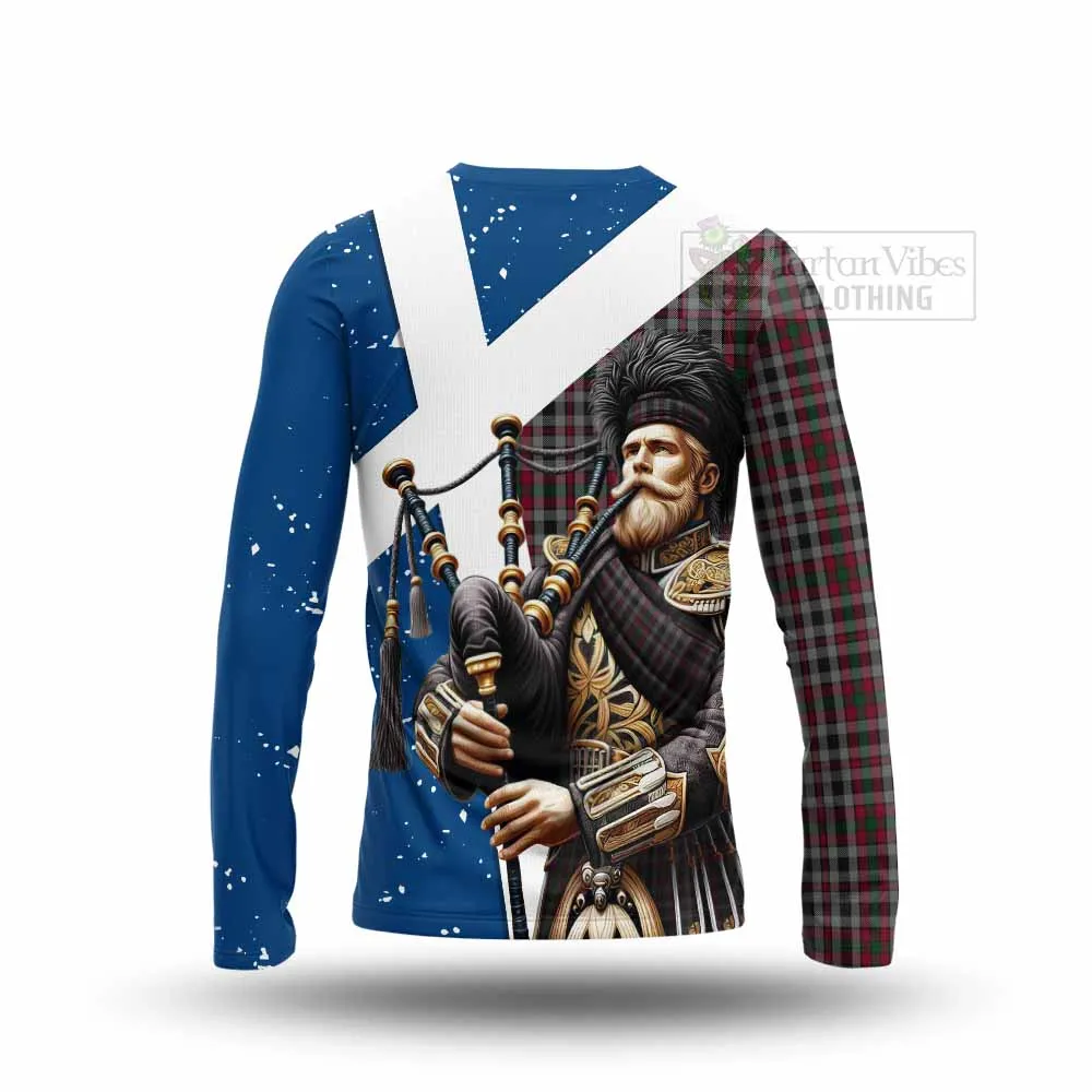 Borthwick Tartan Long Sleeve T-Shirt with Family Crest Scottish Bagpiper Vibes