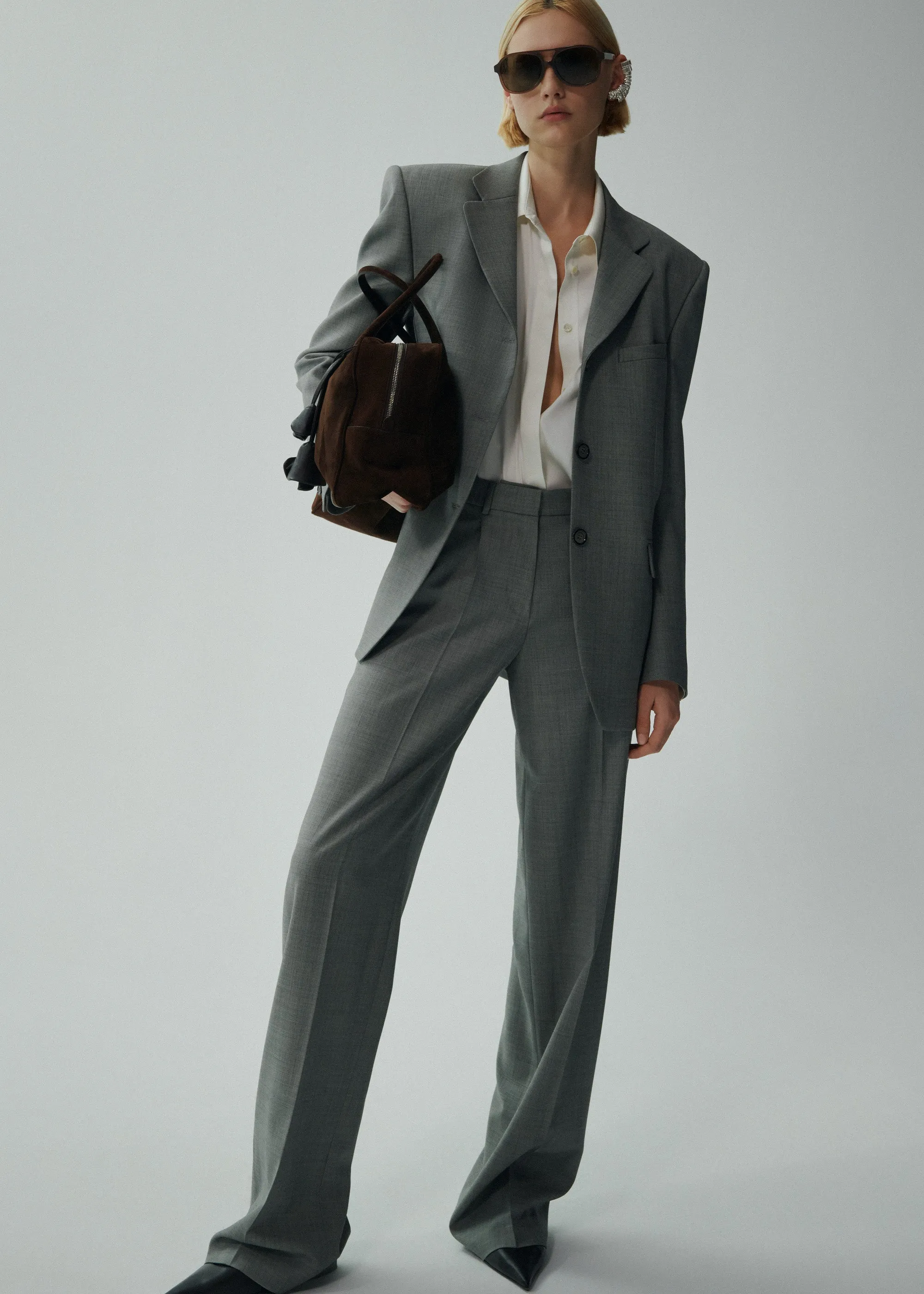 Boxy oversized blazer in grey