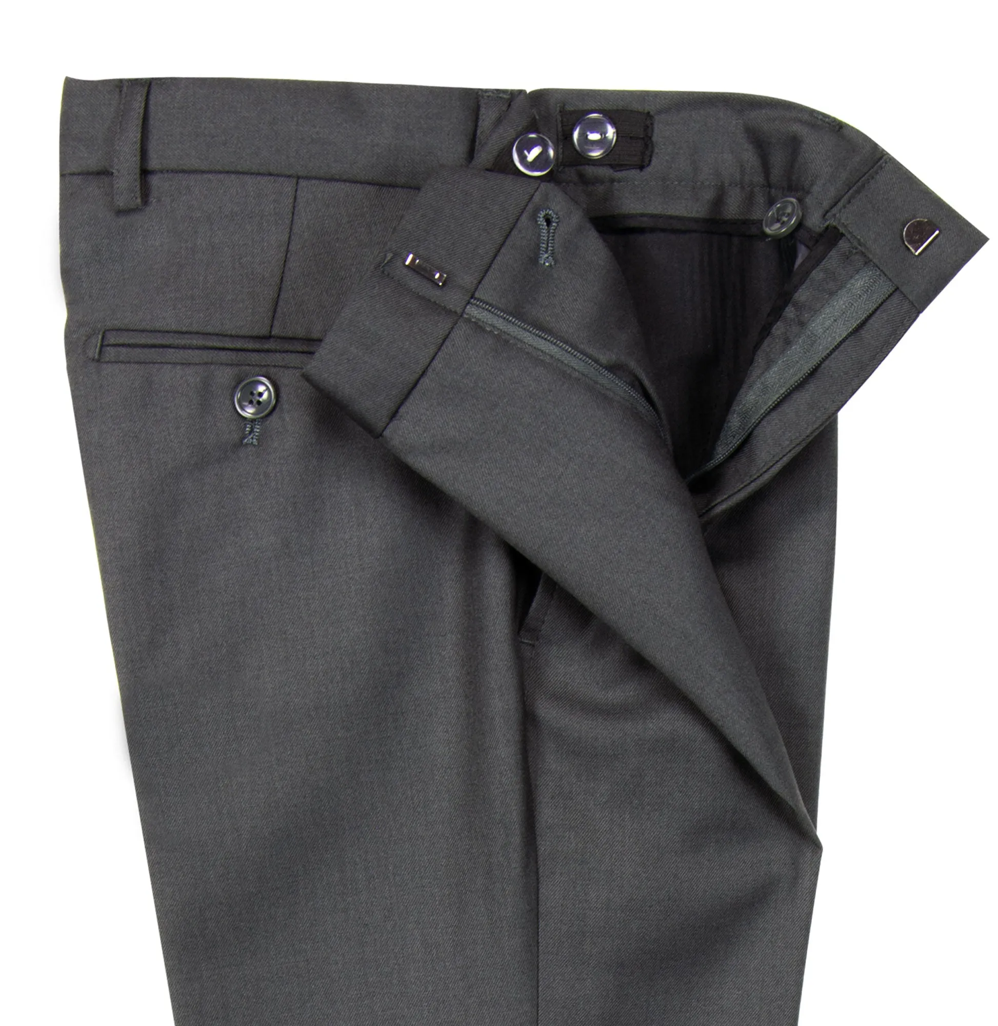 Boys' Charcoal-C Flat Front Dress Pants