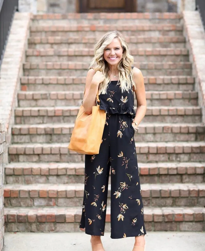 BP Black Floral Jumpsuit- Size XS