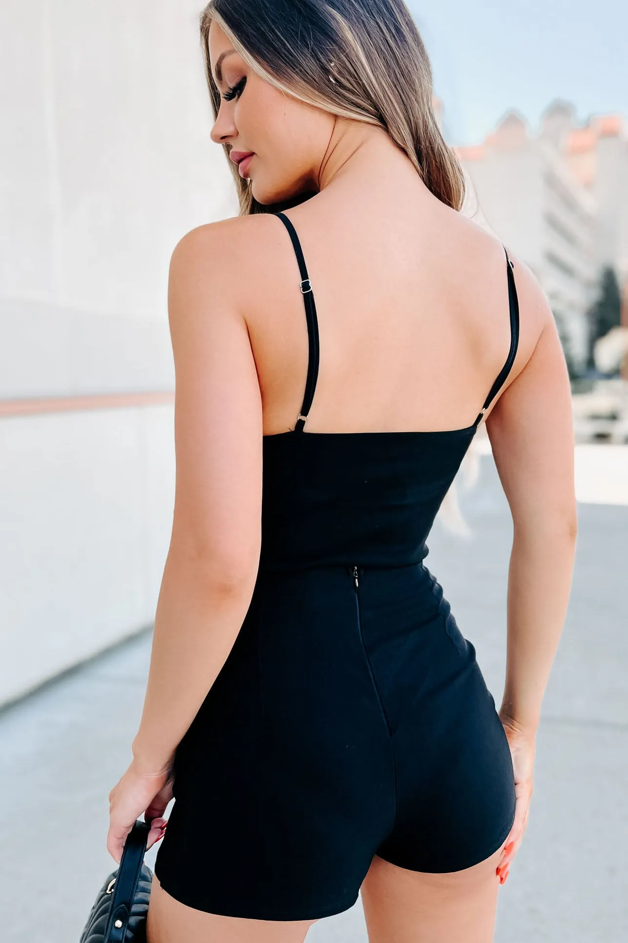 Buy Me Drinks Rhinestone Notch Bodysuit (Black)