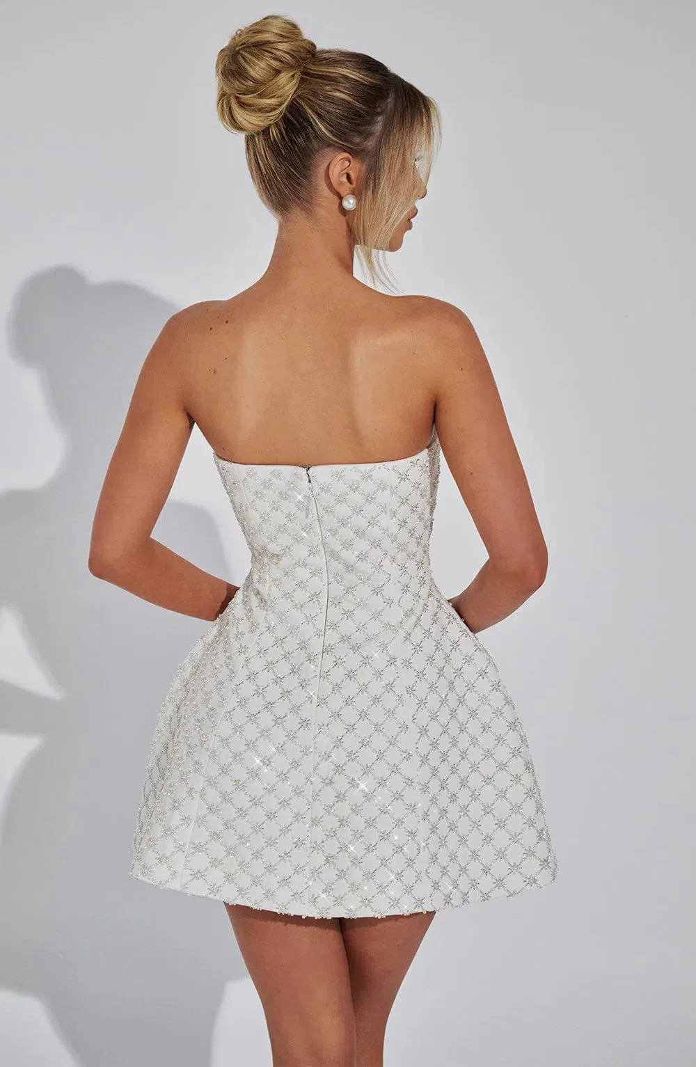 Carmelina – Bead and pearl embellishments – Mini dress