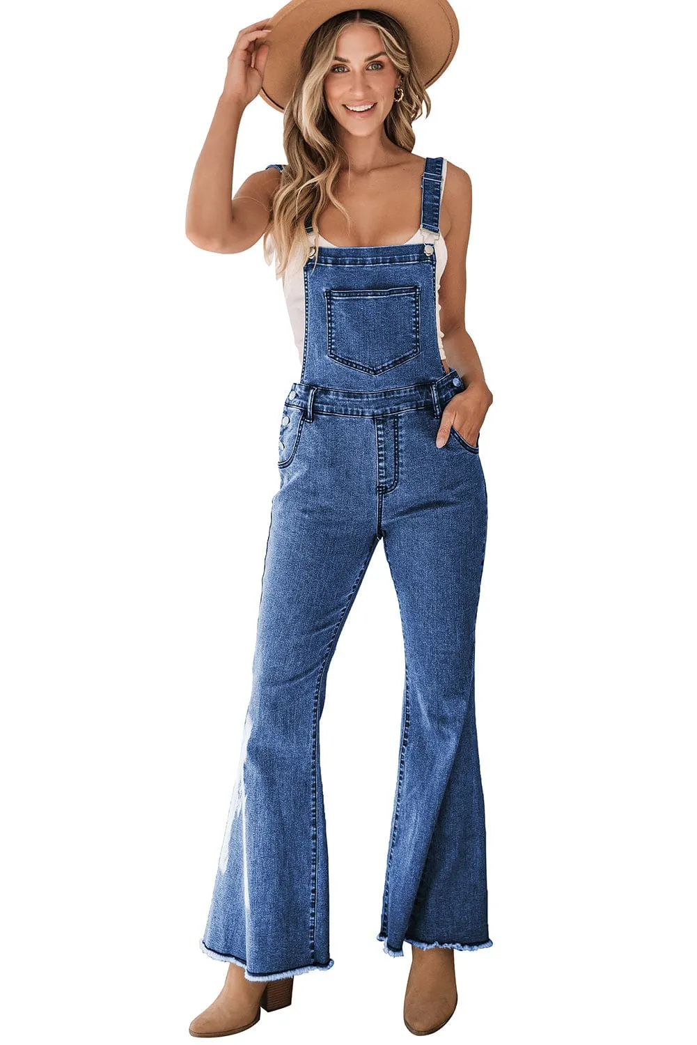 Casual Loose-Fit Denim Overalls with Side Pockets