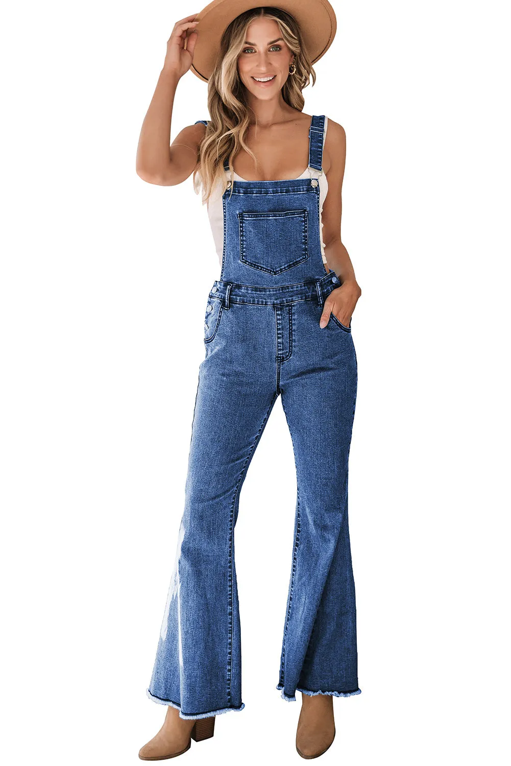 Casual Loose-Fit Denim Overalls with Side Pockets