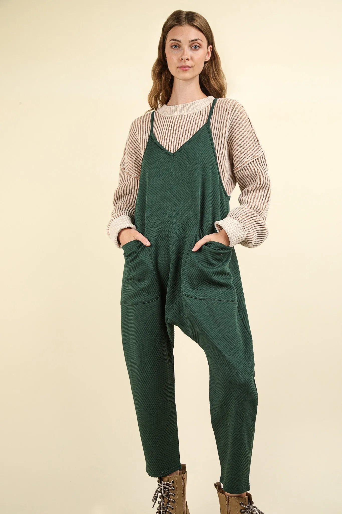 Casual Loose Fit Solid Knit Baggy Jumpsuit
