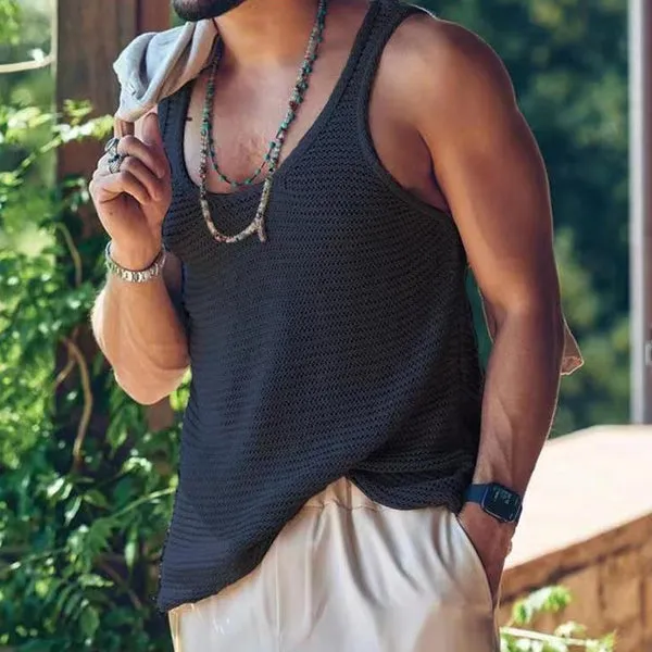 Casual Solid Color Knitted Tank Top