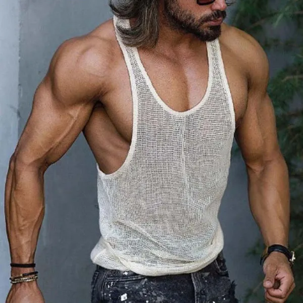 Casual Sports Solid Color Knitted Tank Top