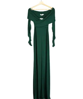 Club L Bottle Green Twist Front Bardot Long Sleeve Jumpsuit UK 6
