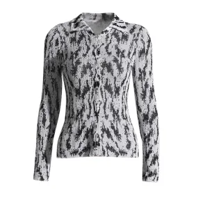 Colorblock Streetwear T Shirts For Women Lapel Long Sleeve Patchwork Single Breasted Casual T Shirt Female Fashion