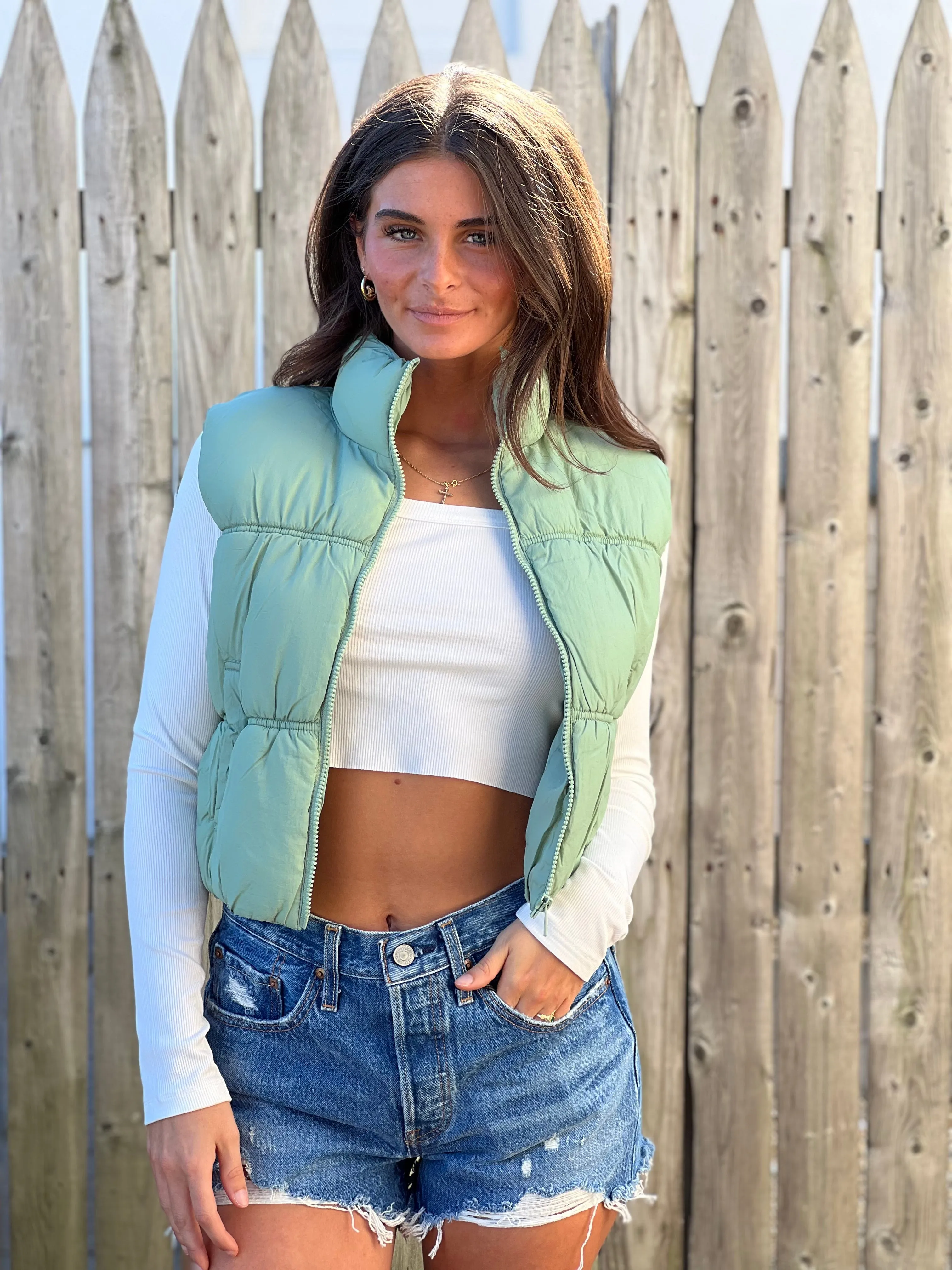 Crinkle Puffer Vest