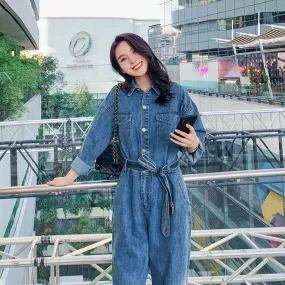 Denim Jumpsuit for Women: Stylish Long Sleeve Casual Overall