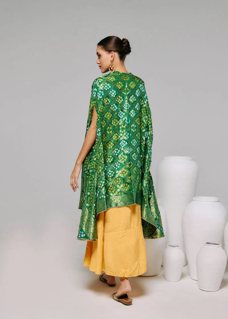 DRAPE YELLOW BANDHINI CAPE SET