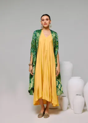 DRAPE YELLOW BANDHINI CAPE SET