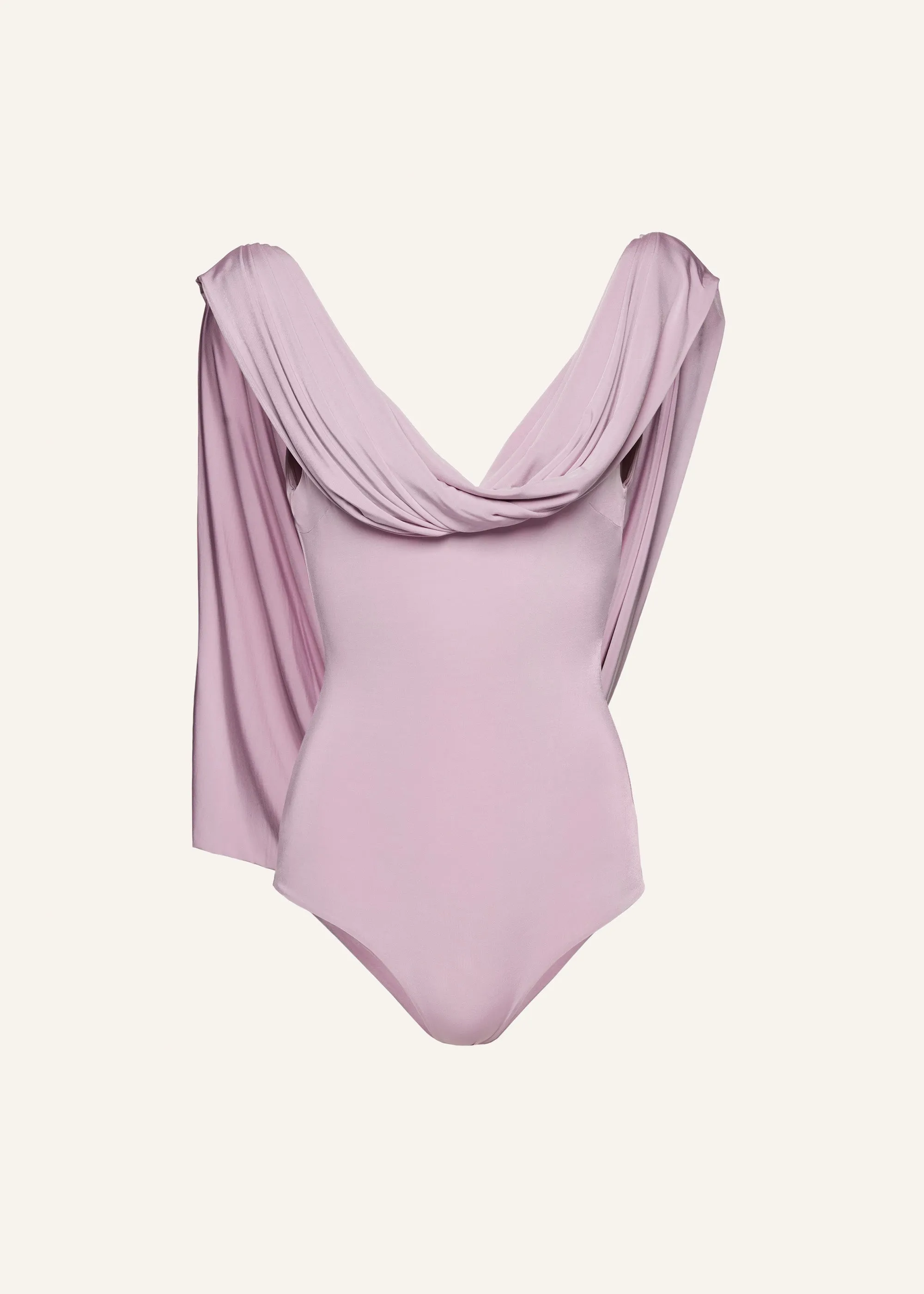 Draped jersey bodysuit in pink