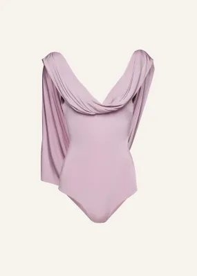 Draped jersey bodysuit in pink
