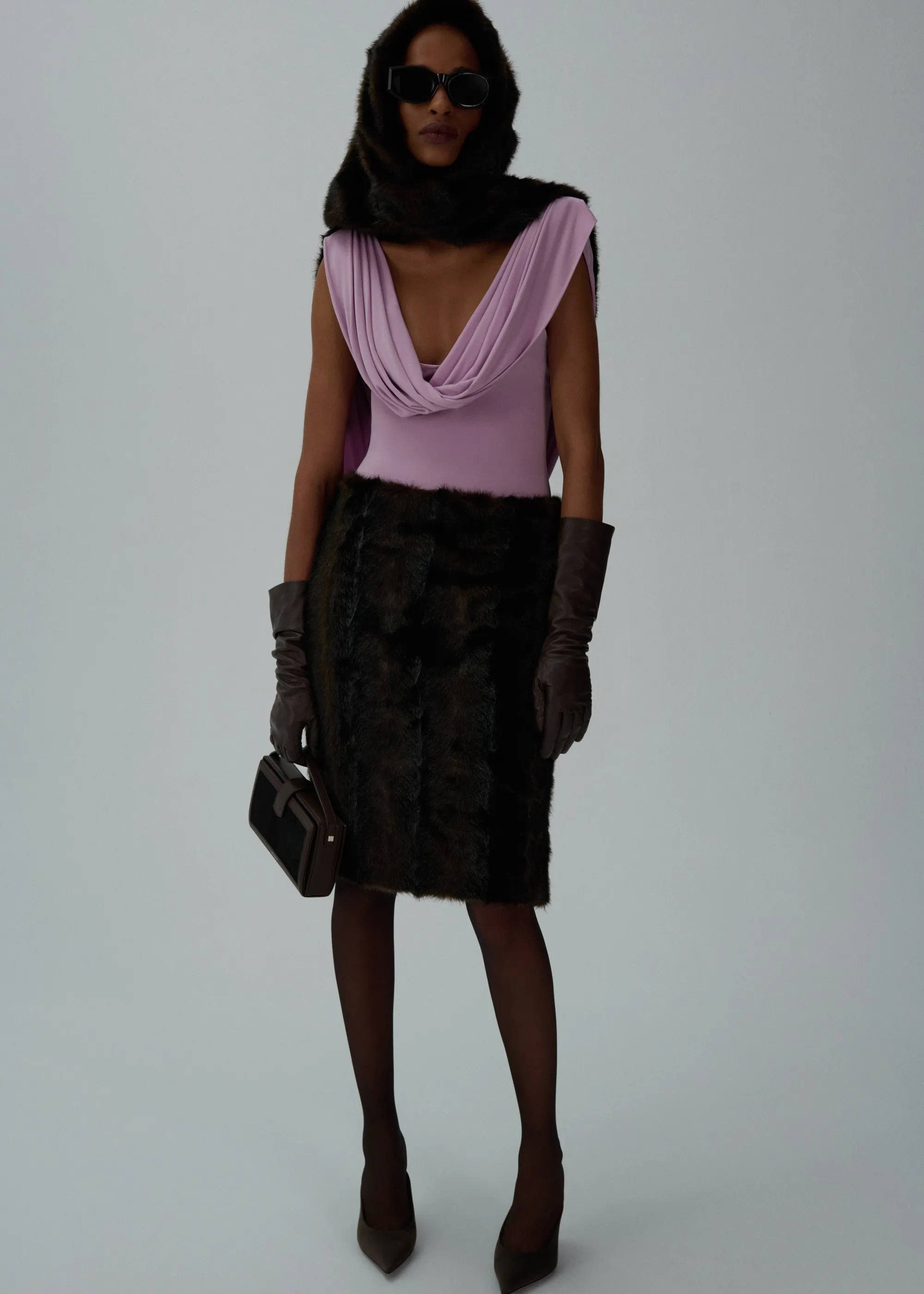 Draped jersey bodysuit in pink