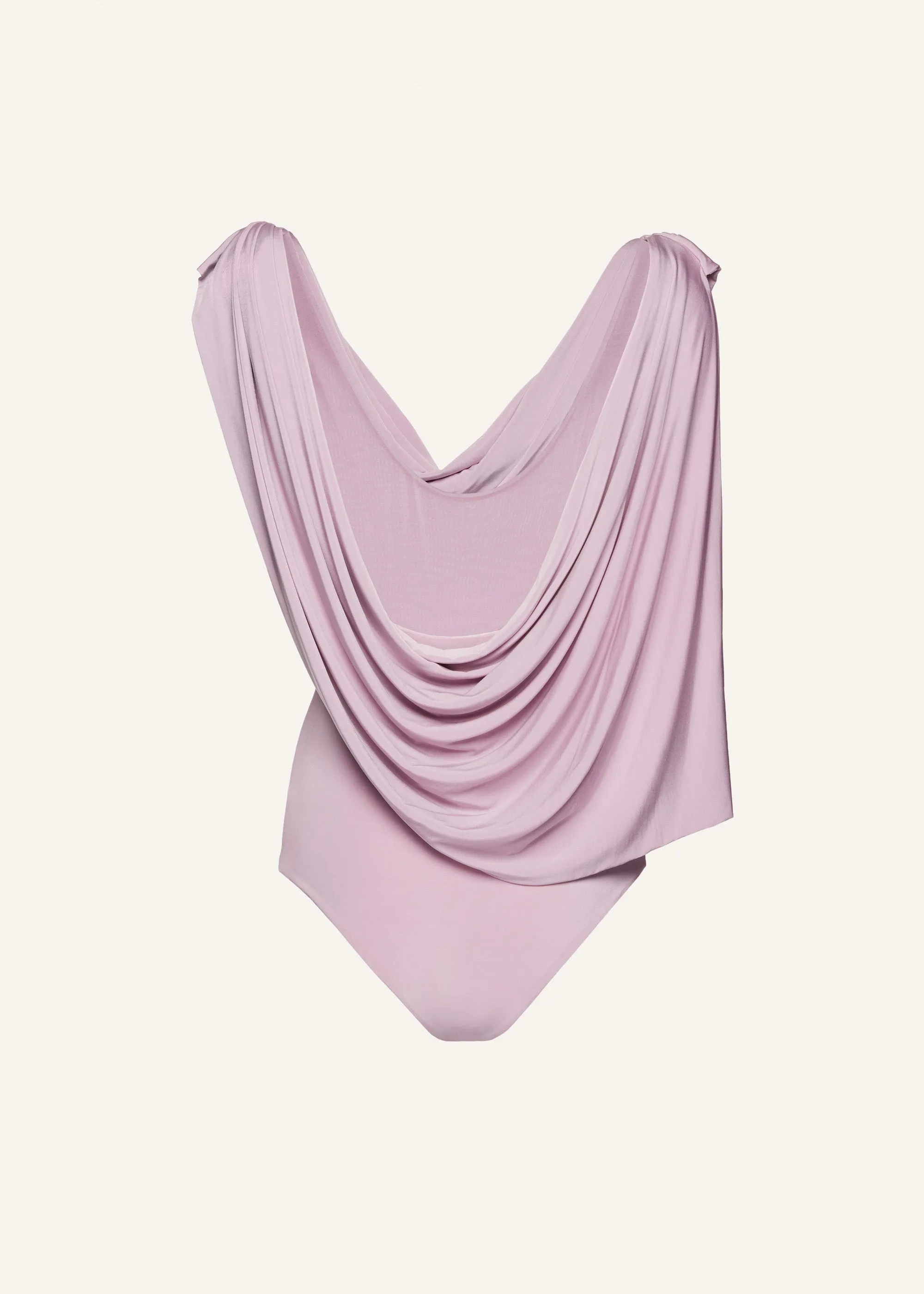 Draped jersey bodysuit in pink