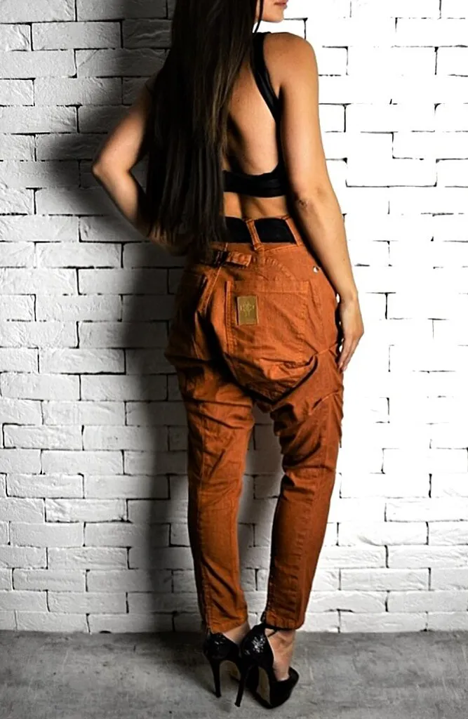Drop Crotch Utility Jeans - Burnt Orange