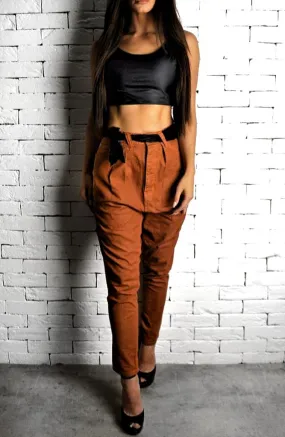 Drop Crotch Utility Jeans - Burnt Orange