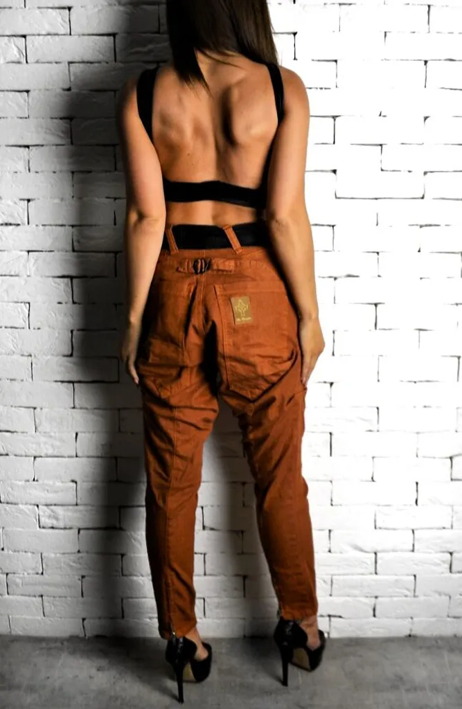 Drop Crotch Utility Jeans - Burnt Orange