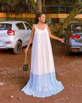 Elegant Free-Size Habesha Dress with a Blue Design Habesha Kemis