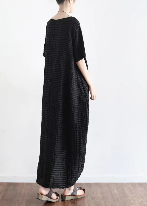 Elegant o neck linen clothes Tutorials black Dress summer