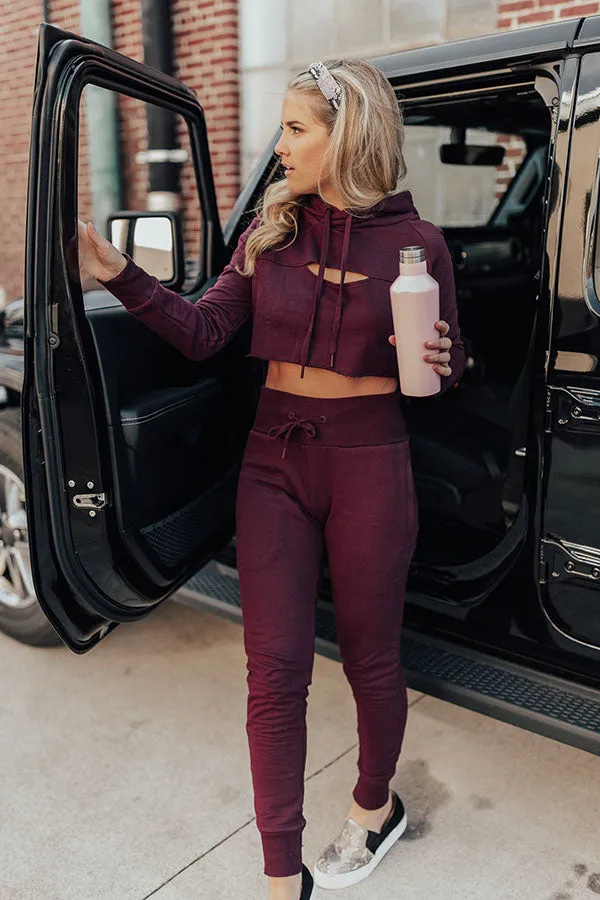 Espresso Please High Waist Jogger in Maroon