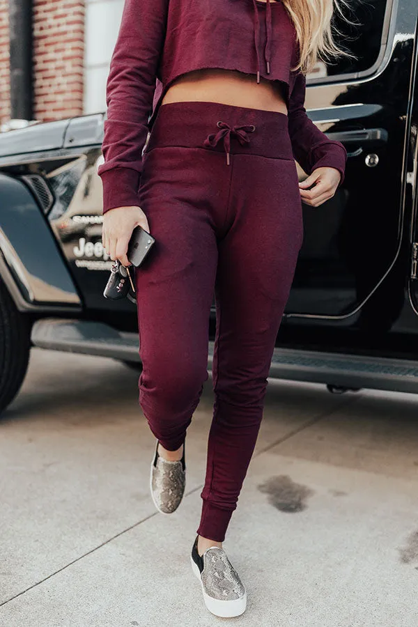 Espresso Please High Waist Jogger in Maroon