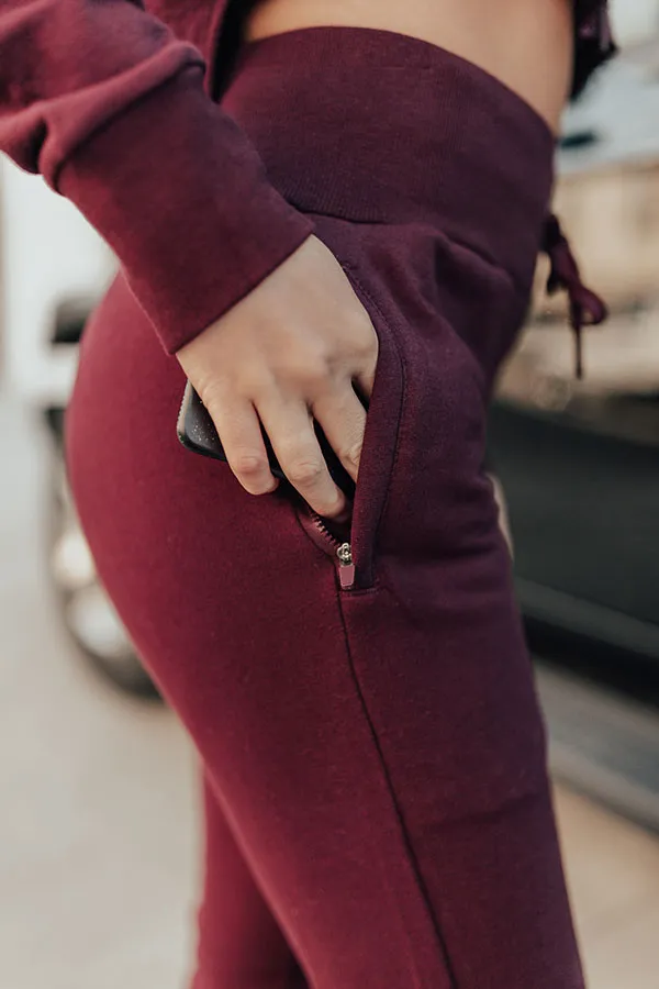 Espresso Please High Waist Jogger in Maroon
