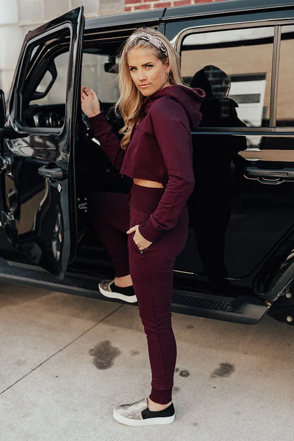 Espresso Please High Waist Jogger in Maroon
