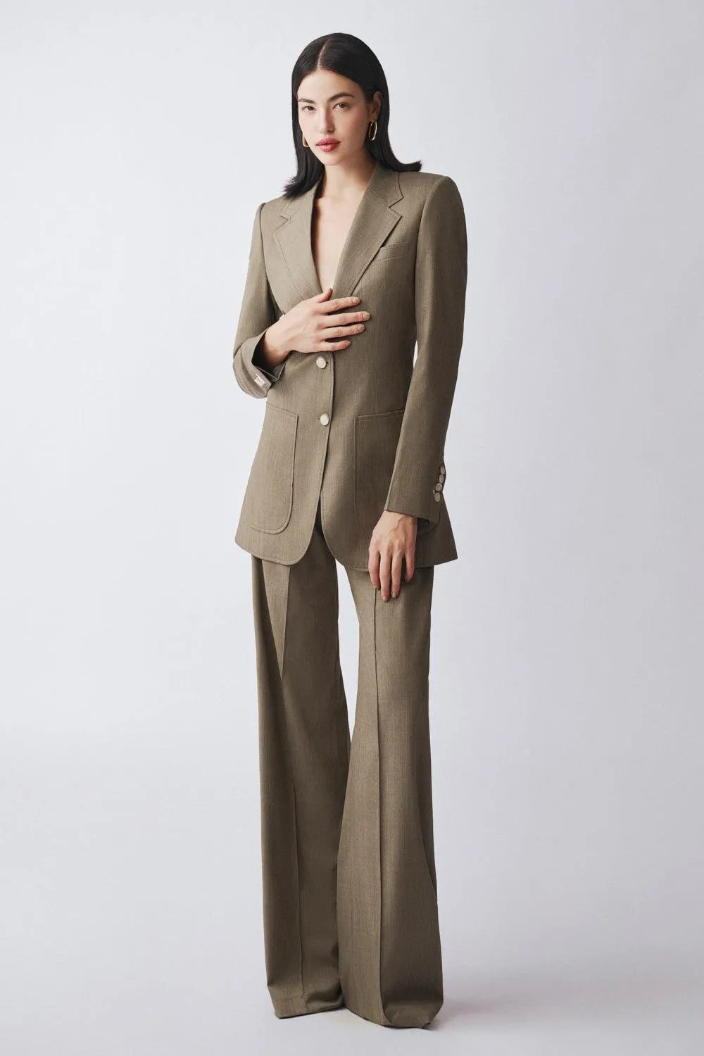 Euphony Straight Patch Pocket Poly Wool Blazer