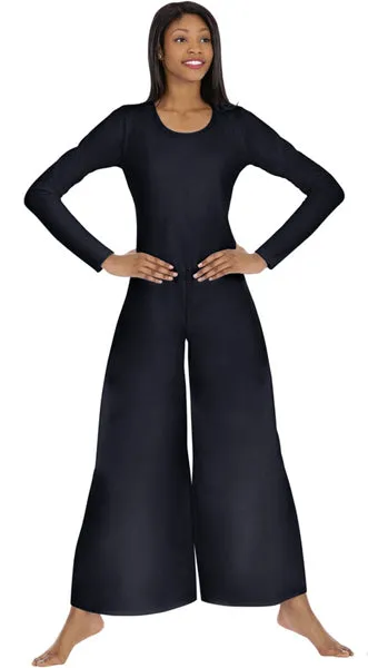 Eurotard 13842 Womens Simplicity Long Sleeve Wide Leg Praise Jumpsuit