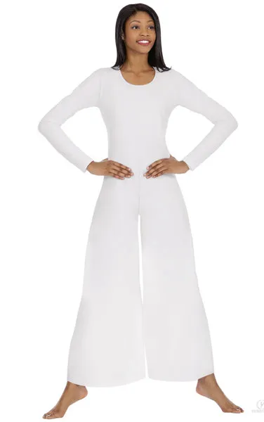 Eurotard 13842 Womens Simplicity Long Sleeve Wide Leg Praise Jumpsuit