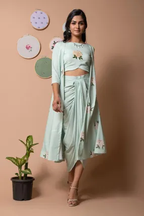 Evergreen Co-ord Set with Cape