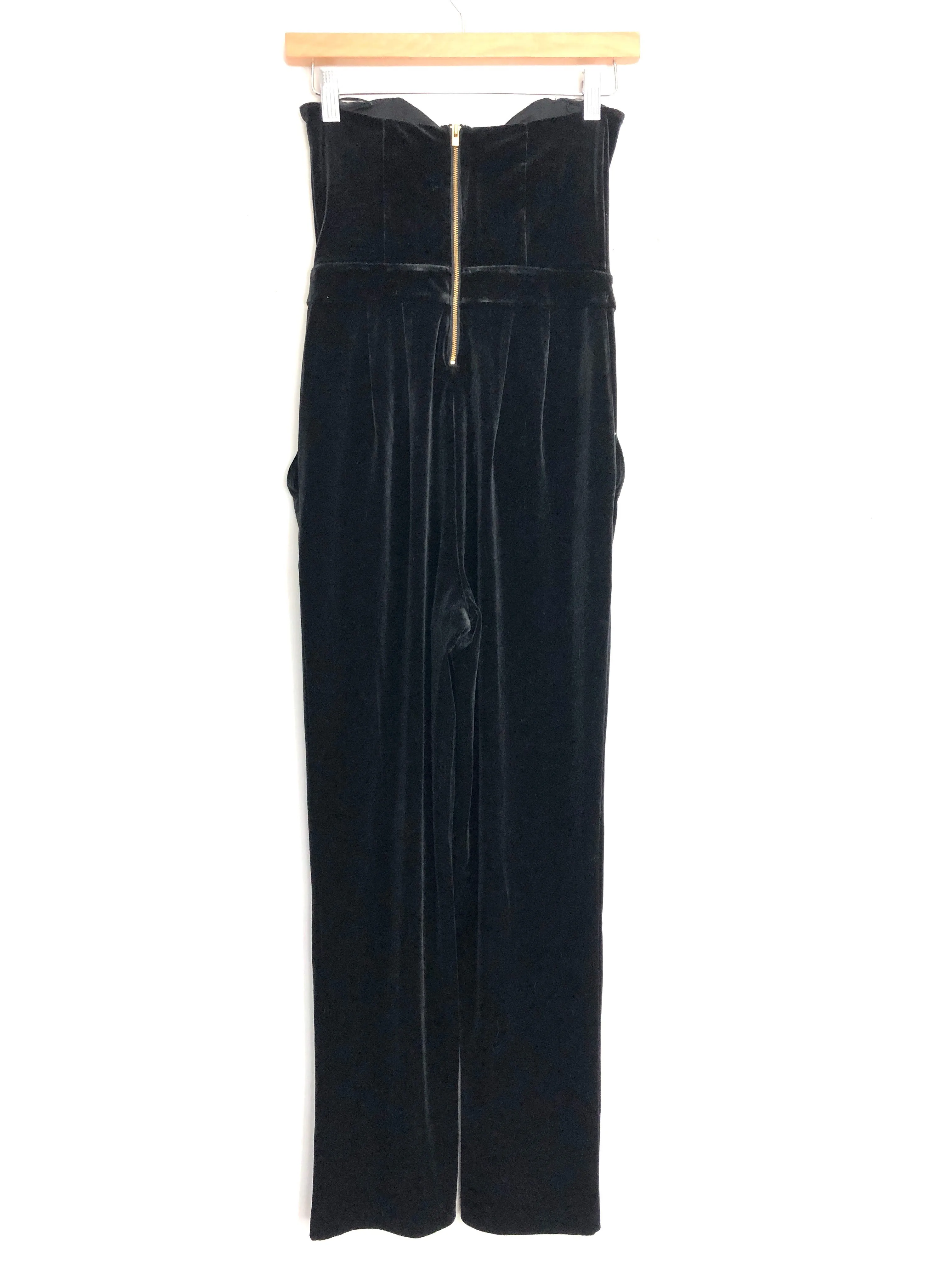 Express Black Velvet Sweatheart Strapless Jumpsuit- Size 0