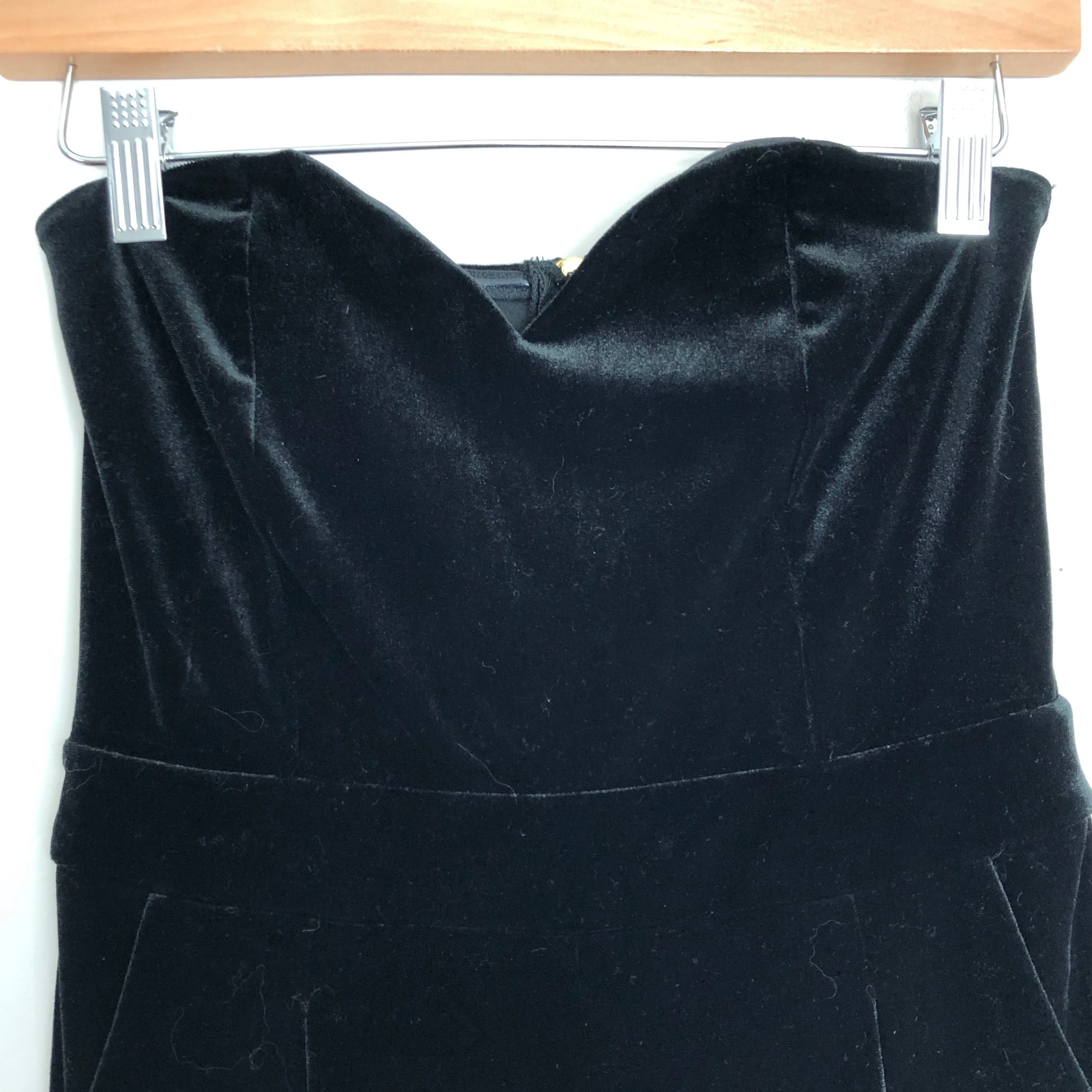 Express Black Velvet Sweatheart Strapless Jumpsuit- Size 0