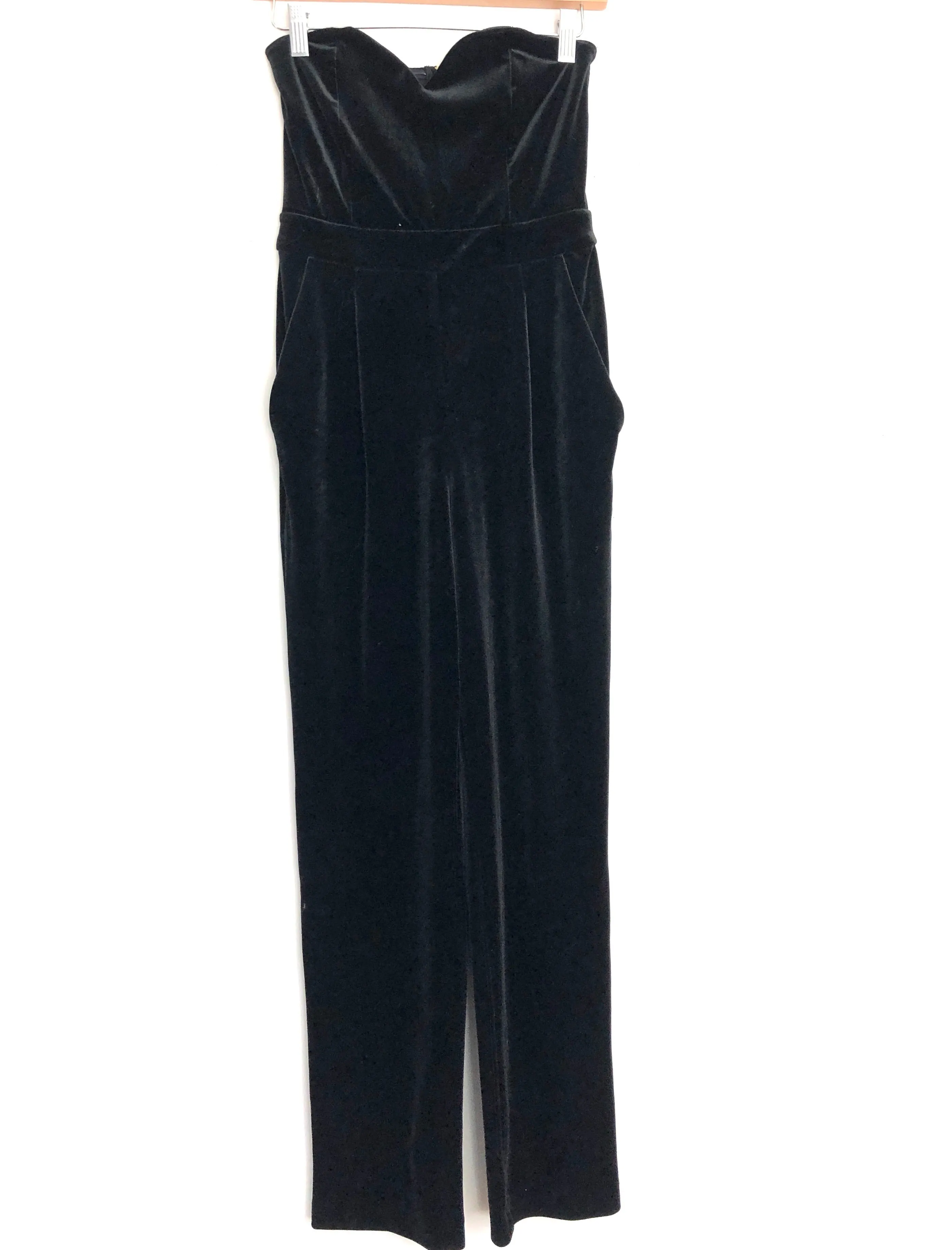 Express Black Velvet Sweatheart Strapless Jumpsuit- Size 0